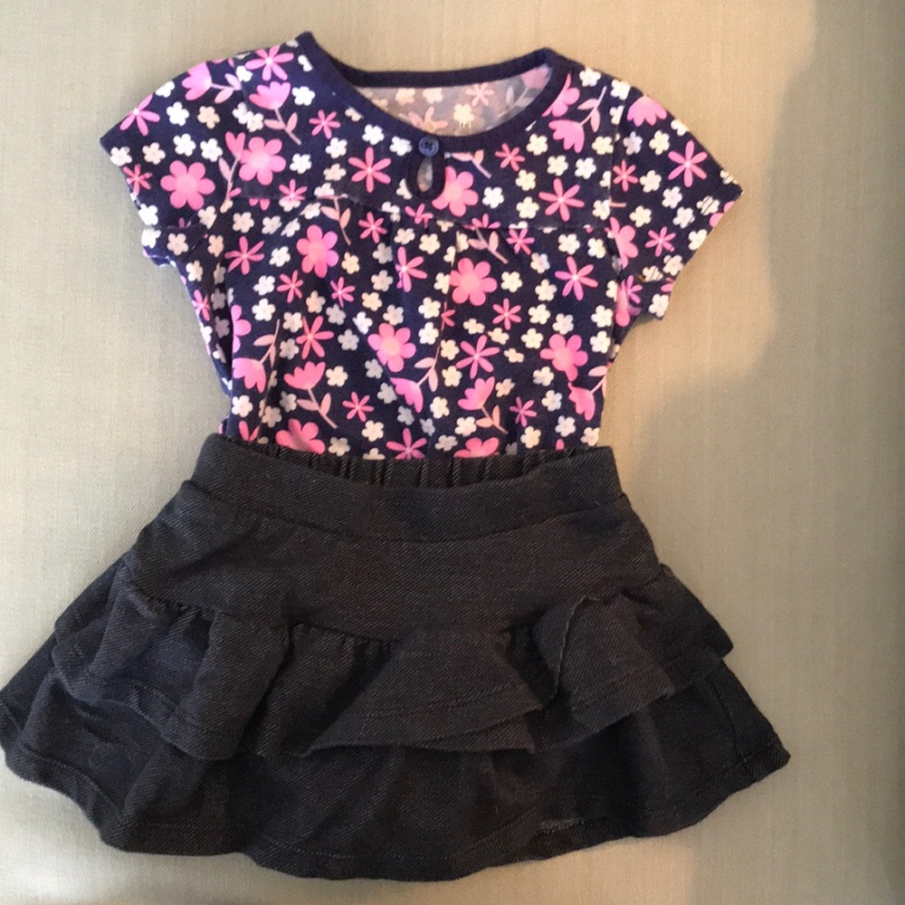 Jumping Beans Denim Look Skirt w Top